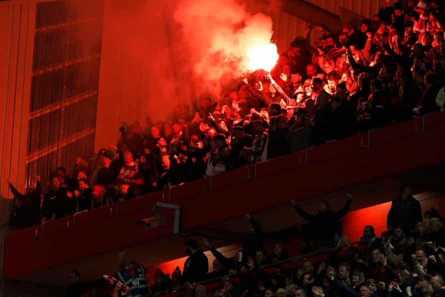 Liverpool fans celebrate.