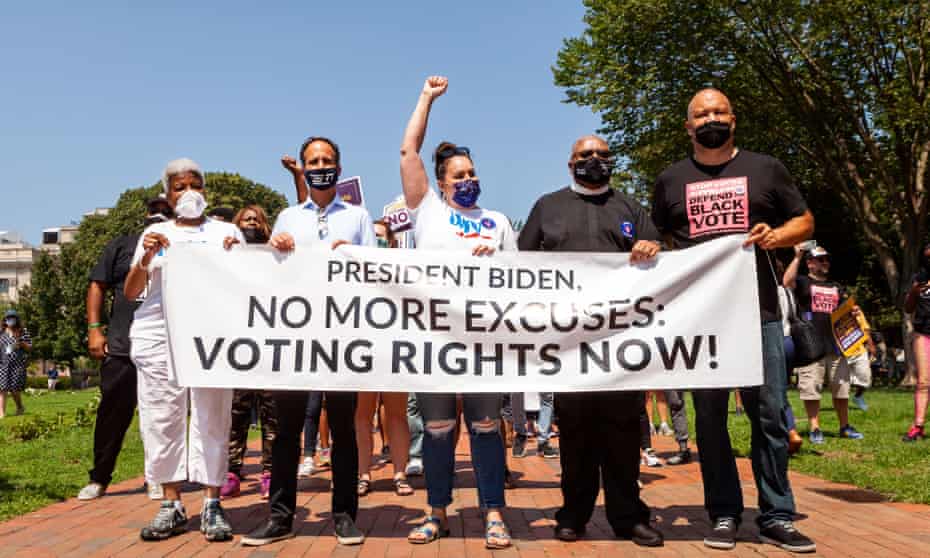 A voting rights rally at the White House last month.