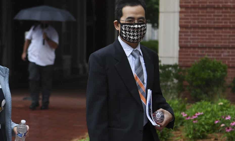 Anming Hu outside a Tennessee courthouse