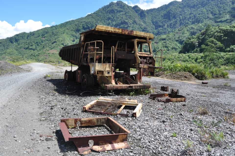 A rusted truck remains at a Panguna mine in Bougainville, which recently voted for independence from Papua New Guinea.