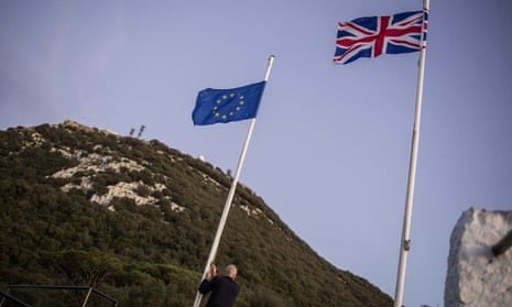 EU and British flags on Gibraltar