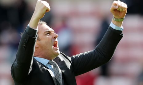 Swansea manager Paul Clement celebrates after the final whistle of their 2-0 win at Sunderland.
