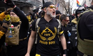Proud Boys during a Trump rally in Washington DC on 12 December 2020.