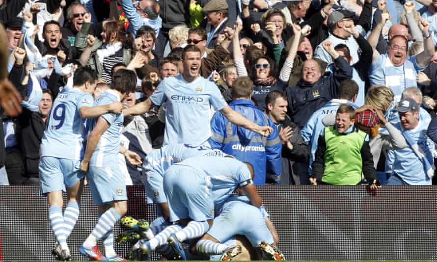 Players and crowd share the joy of Sergio Agüero’s goal that won the title in 2012