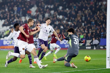 Tomas Soucek prods West Ham in front in the 50th minute