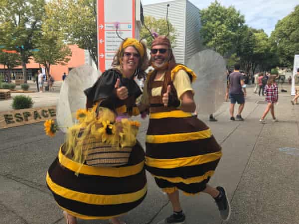 Jean and Janique Moritz dressed up as bees to raise awareness of the insects' plight