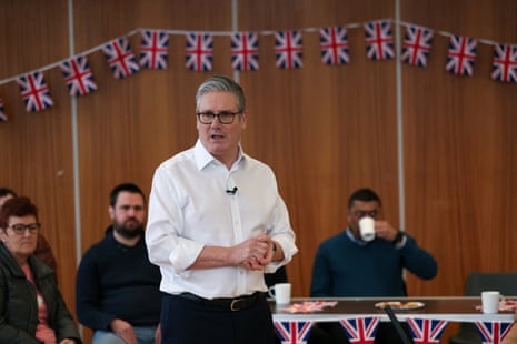 Keir Starmer speaking to people at a community centre in Hertfordshire.