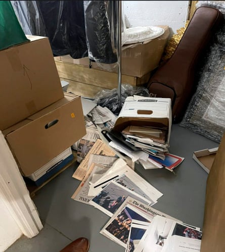 Boxes of records on 7 December 2021, in a storage room at Trump’s Mar-a-Lago estate in Palm Beach, Florida.