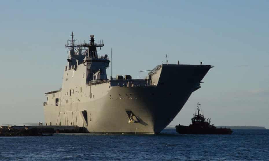 Australian Navy's HMAS Adelaide docked at Vuna Wharf in Tonga's capital of Nukualofa