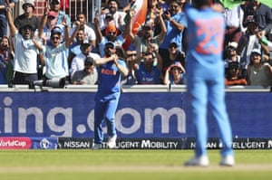 India’s Mohammed Shami takes a catch to dismiss West Indies’ Nicholas Pooran.