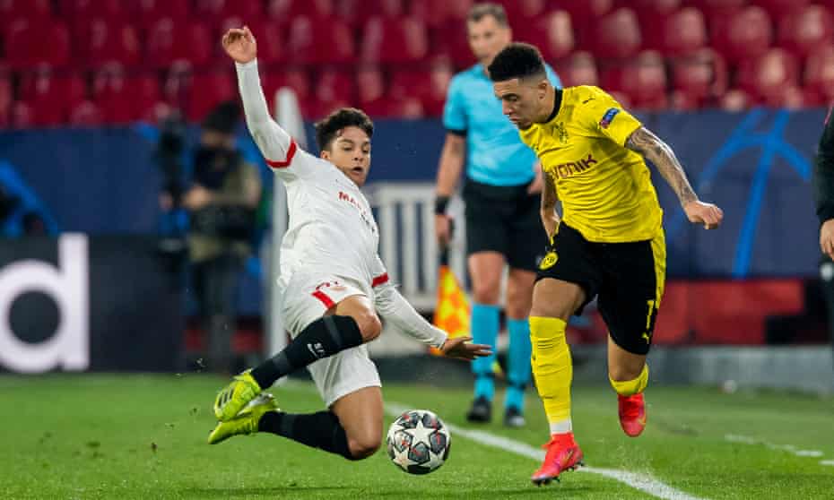 Jadon Sancho (right) created the first goal for Erling Haaland with a neat flick.