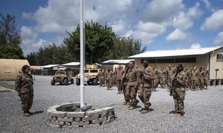 US service personnel at Camp Simba in Kenya in 2019. The base was attacked by al-Shabaab in January this year, killing a US soldier and two American contractors.