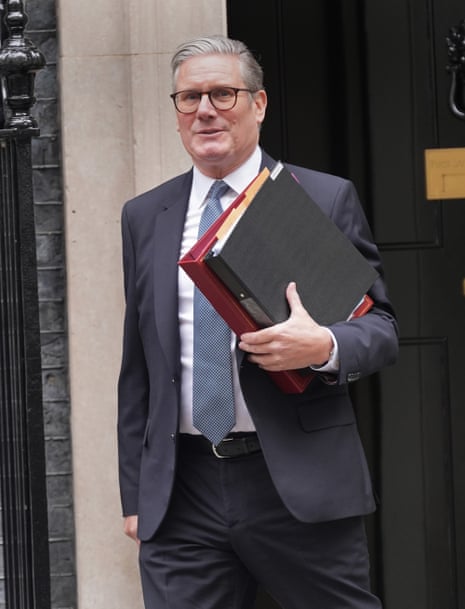 Keir Starmer leaving Downing Street ahead of PMQs.