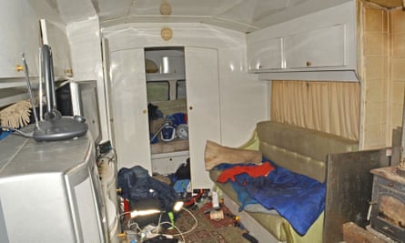 The interior of a caravan in which some of the gang’s workers were forced to live