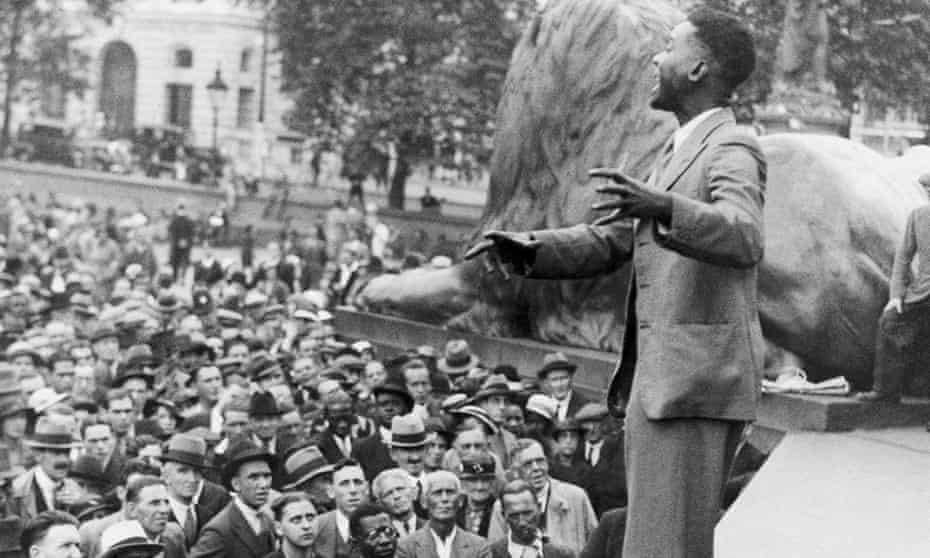 ‘Extraordinary appetite for drama’: CLR James addressing a rally in Trafalgar Square in 1935