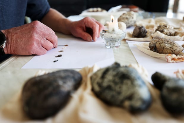 Preparing to test the scent of different ambergris.