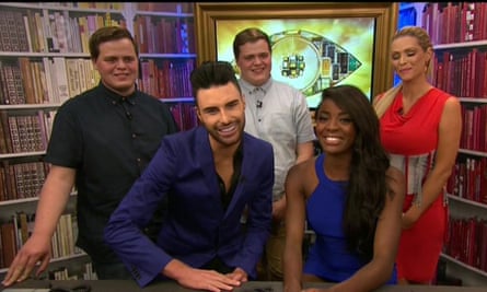 Jack and Joe Glenny, Rylan Clark and AJ Odudu on Celebrity Big Brother in 2013.