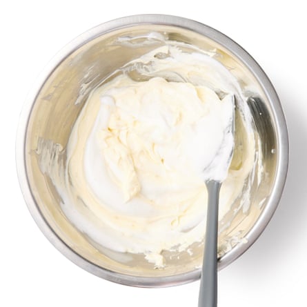 Felicity Cloake’s Viennetta 05a. Add the egg whites to the cream.