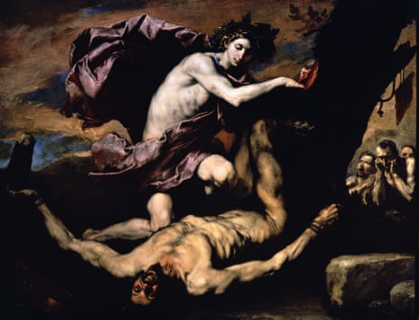 Marsyas as he is flayed by Apollo in Ribera’s 1637 painting Apollo and Marsyas, which appears in Ribera: Art of Violence.