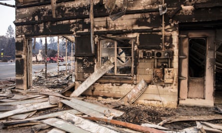 Burned out business in the downtown area of Paradise after the Camp Fire burned through the region on 11 November.