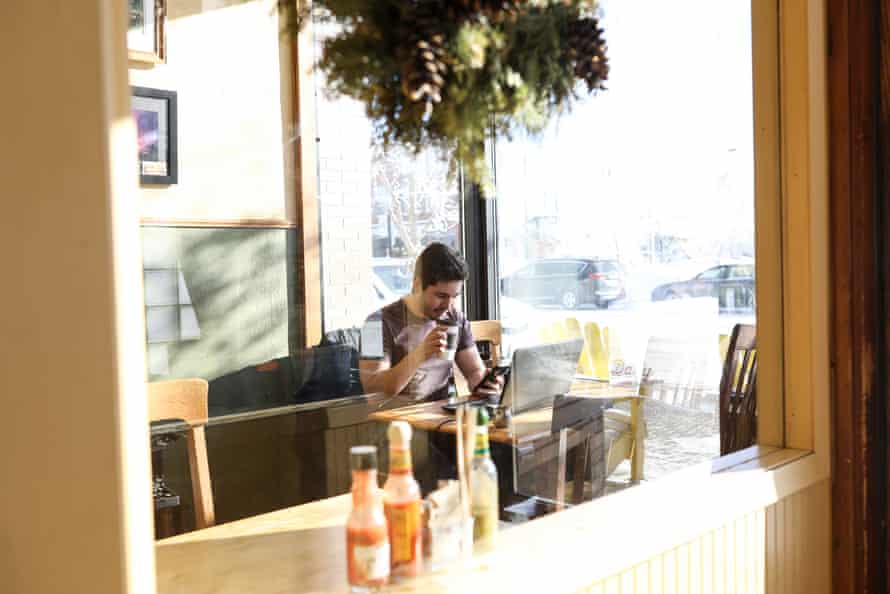 Mat Giasson works at the Coffee Landing Cafe in International Falls, Minnesota.