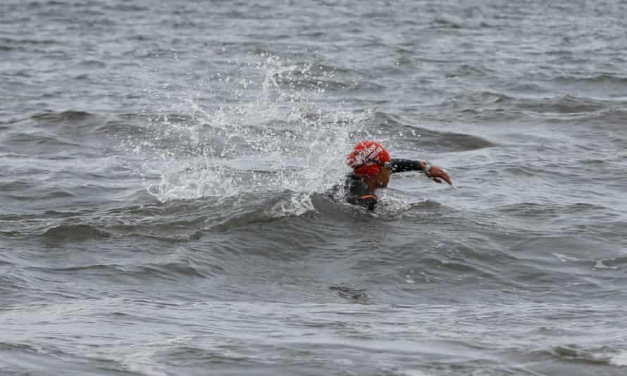 Alex Sehgal, in the water