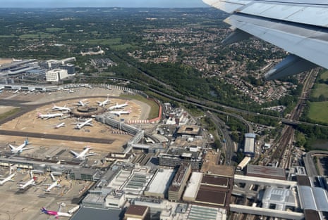 An aerial view of London Gatwick airport near Crawley, as British government approves plans for a second runway at the airport.