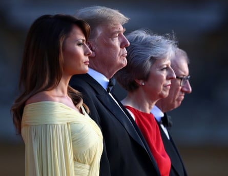 Theresa May and her husband, Philip, and Donald Trump and his wife, Melania