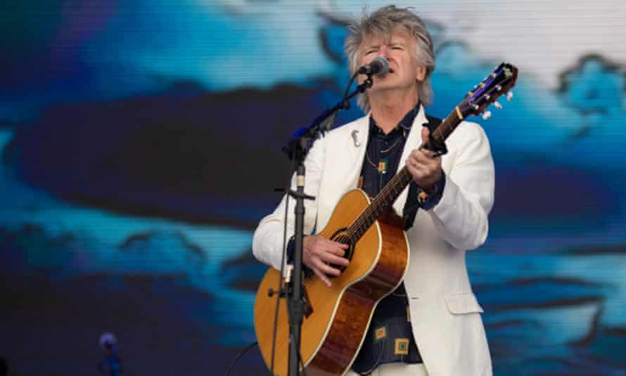 Crowded House performs at the Pyramid Stage on Friday