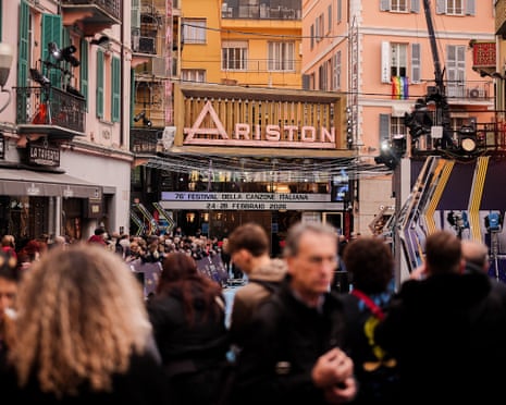 Daily life at 76th edition of the Sanremo Italian Song Festival at the Ariston Theatre in Sanremo Italy.