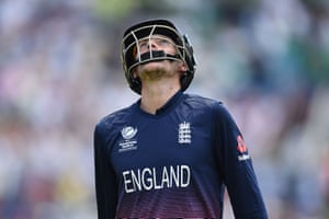 England’s Joe Root shows his dejection after being dismissed for 46 during the semi-final against Pakistan.