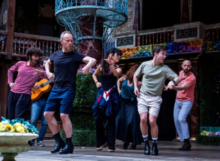 ‘I knew it would sound incredible’ … rehearsals on the Globe’s oak stage.