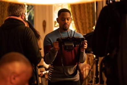 Aml Ameen on the set of Boxing Day