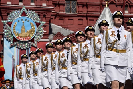 Russian servicewomen marching at Red Square