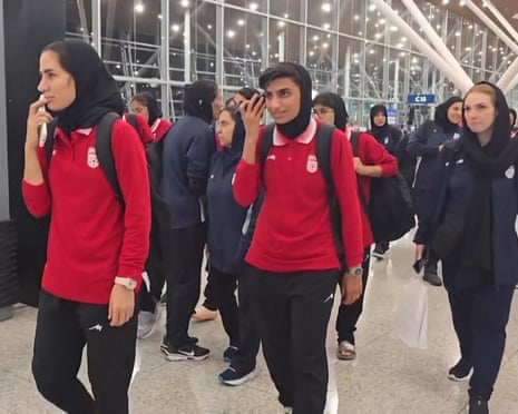 Iranian women’s team at Kuala Lumpur airport.