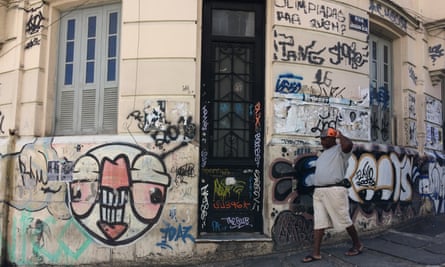 The graffiti-covered facade of Bar Semente.