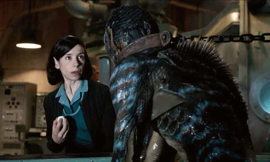 Beauty and the Beast... Elisa (Sally Hawkins) meets the mysterious amphibian man in The Shape of Water.