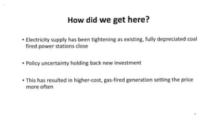 Page 5 of presentation by Josh Frydenberg to the Coalition party room on the Finkel review