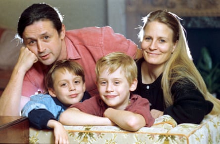 Kieran Culkin, left, front, in 1990, with his brother Macaulay Culkin, father Kit and mother Patricia.
