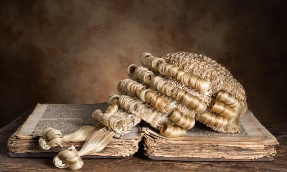 A barrister’s wig on old book