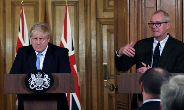 Boris Johnson with Patrick Vallance at a Downing Street conference.