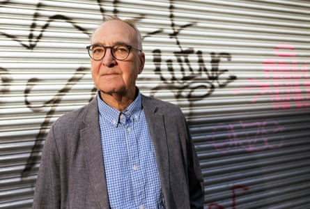 Prof Ted Cantle stood in front of a shuttered shop
