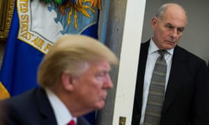 John Kelly looks on as Donald Trump meets with North Korean defectors in the Oval Office.