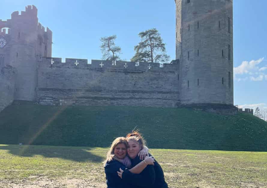 Rupy and Olivia on their visit to Warwick Castle