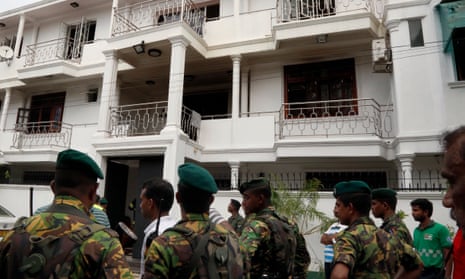 Security forces at the Colombo home of the spice exporter Mohamed Yusuf Ibrahim