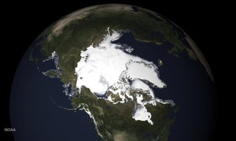 Noaa image showing the extent of sea ice and snow melt in northern Alaska this spring