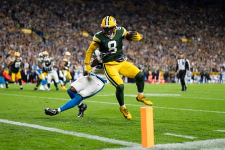 Josh Jacobs scored two touchdowns in the Green Bay Packers’ Thursday night win over the Carolina Panthers.
