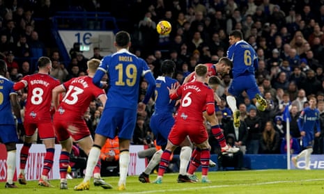 Thiago Silva (right) heads home to double Chelsea’s lead over Preston.