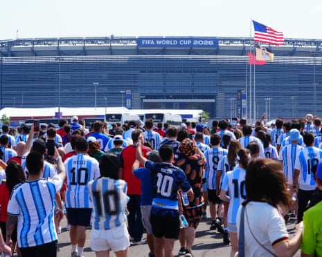 Fans arrive for the World Cup final between Spain and Argentina