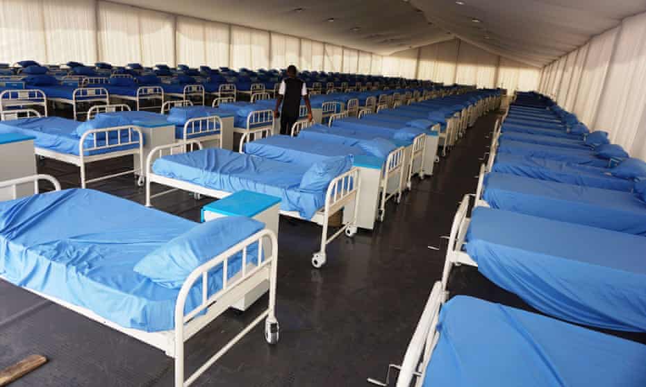 A coronavirus isolation centre is prepared at the Sani Abacha stadium in Kano, Nigeria.